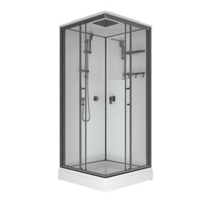 Изображение товара Душевая кабина Triton Рич Блэк 90*90 А Щ0000080389, 90 x 90 см, с крышей, стекло прозрачное, профиль графит