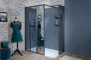 Изображение товара Душевое ограждение Jacob Delafon Nouvelle Vague 800, 77 см, профиль черный, стекло прозрачное