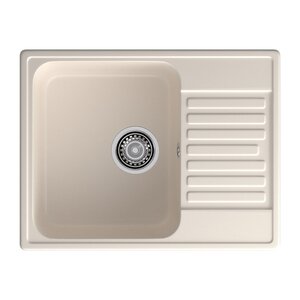 Изображение товара Мойка кухонная ЭкоМ 6248 белый, 61.8 см, искусственный камень, сливная арматура приобретается отдельно