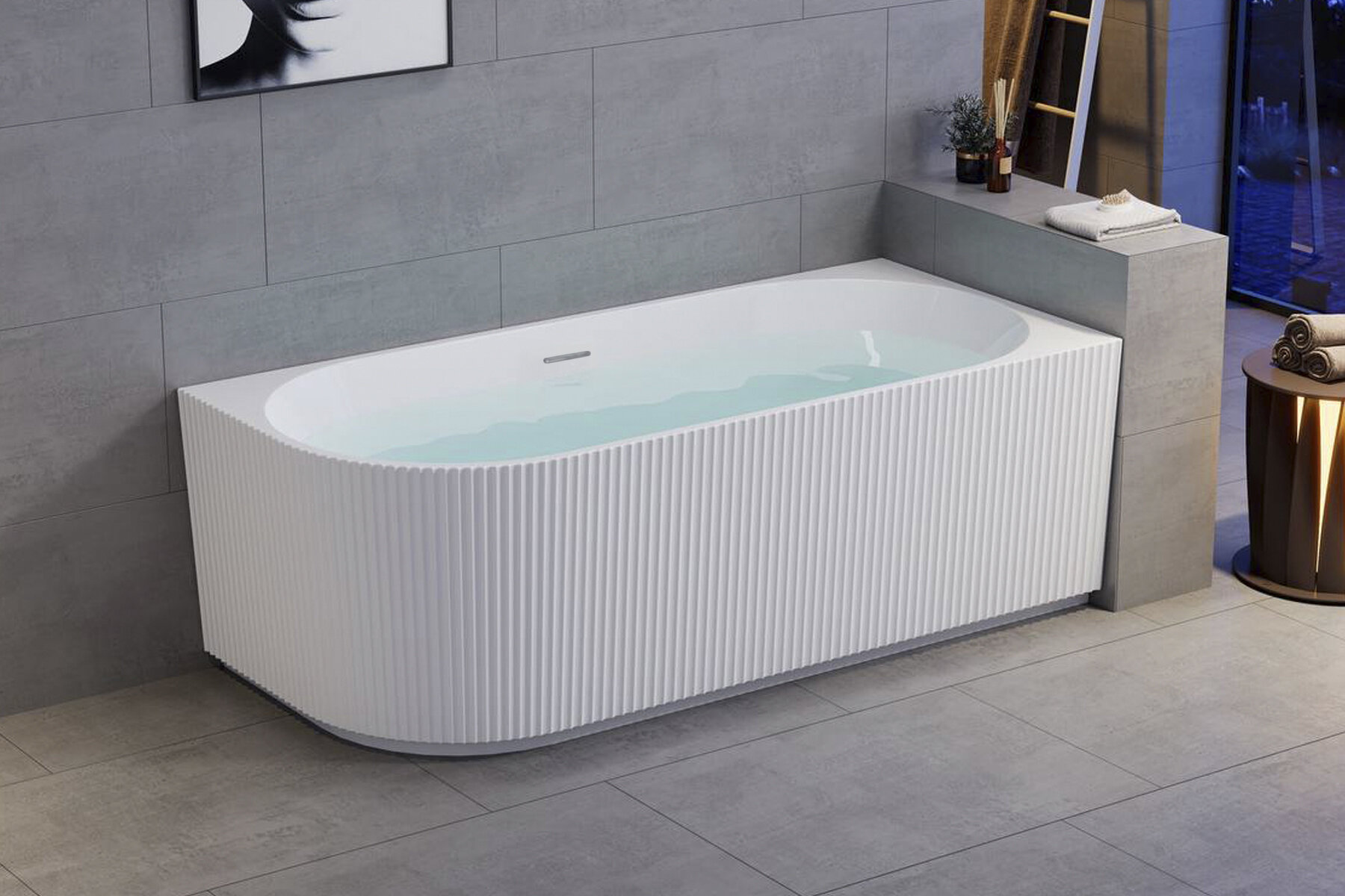 Изображение товара Ванна акриловая Royal Bath Nero RB710300L/RB710300R, 150 x 75 см, левая/правая, каркас, слив-перелив, цвет белый