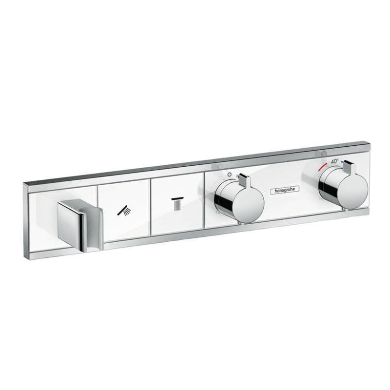 Изображение товара Смеситель для душа Hansgrohe RainSelect термостатический белый хром Изображение товара Смеситель для душа Hansgrohe RainSelect термостатический белый хром