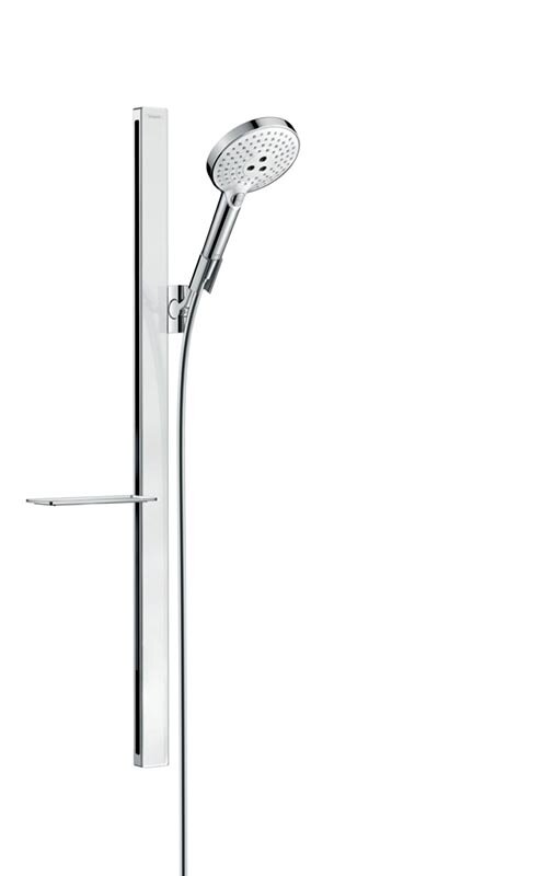 Изображение товара Душевой гарнитур Hansgrohe Raindance Select S 27649400, корпус хром, лицевая часть белая, 3 режима струи