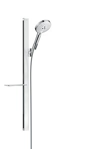 Изображение товара Душевой гарнитур Hansgrohe Raindance Select S 27649400, корпус хром, лицевая часть белая, 3 режима струи
