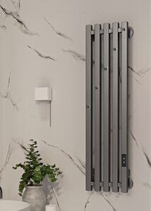 Изображение товара Полотенцесушитель электрический Indigo Style 5 pro LSPRE90-23GFMRt, ширина 23 см, высота 90 см, диммер справа, графит металлик
