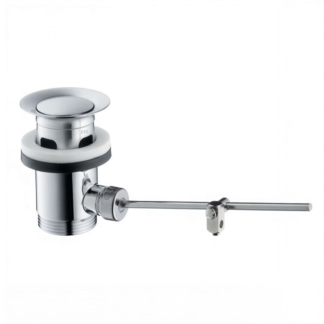 Изображение товара Донный клапан Hansgrohe Push-Open с переливом хромированный Изображение товара Донный клапан Hansgrohe Push-Open с переливом хромированный