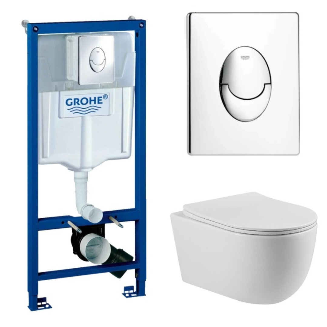 Изображение товара Комплект инсталляции Grohe Rapid SL + безободковый подвесной унитаз BeWash G