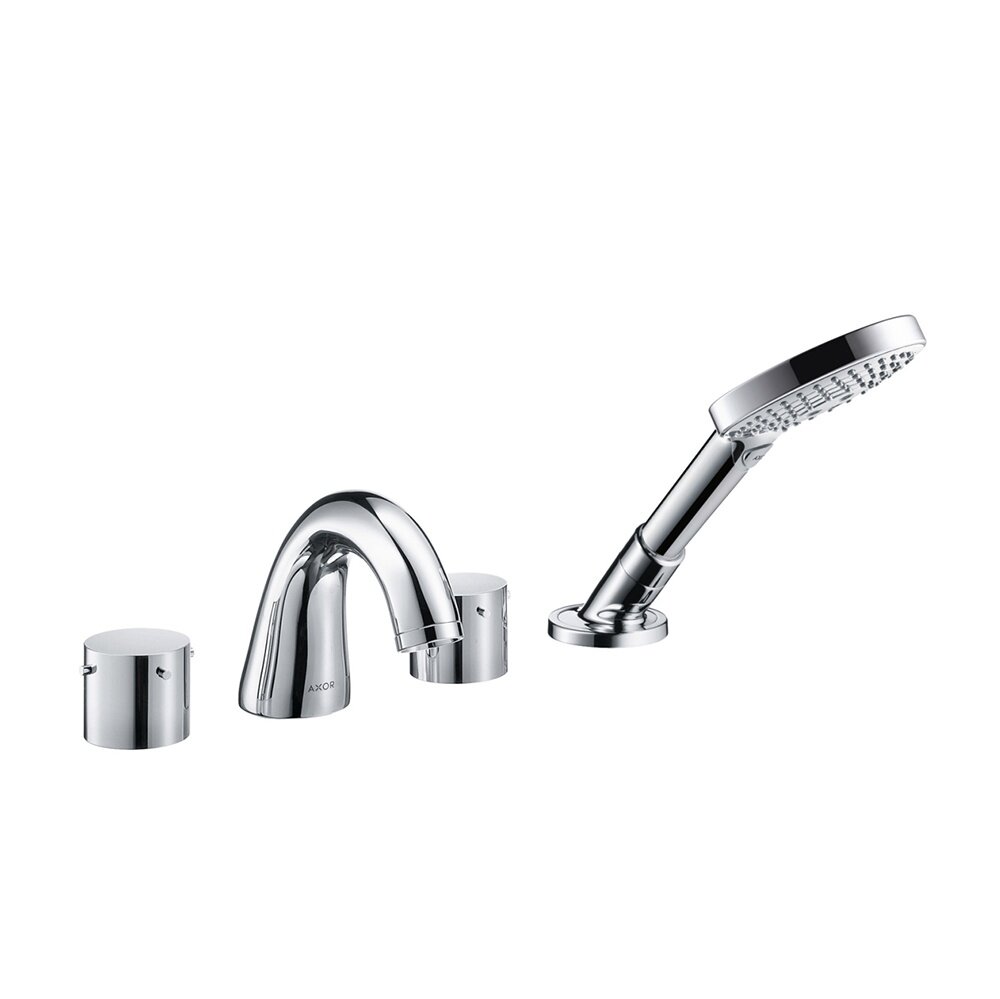 Изображение товара Смеситель для ванны и душа Axor Starck, 10444000, с душевым гарнитуром, монтаж на борт ванны, хром