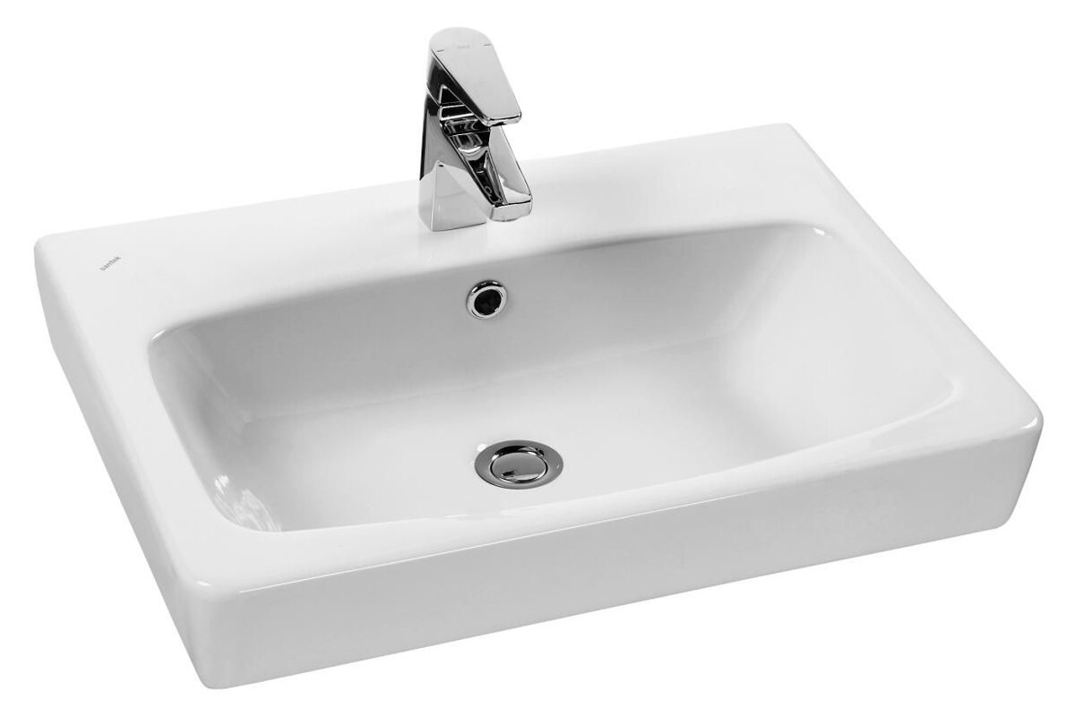 Изображение товара Раковина Santek Нео-60 см белая с переливом угловая керамическая