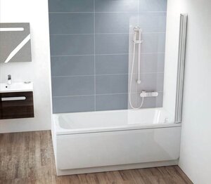 Изображение товара Шторка на ванну Ravak CVS1 80, левая/правая, профиль белый, витраж транспарент, 7QL40100Z1/7QR40100Z1