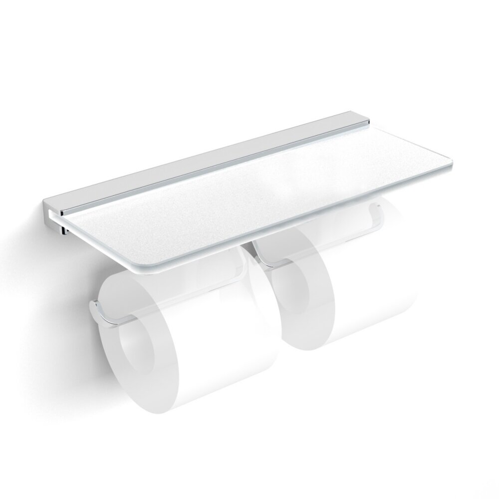Изображение товара Langberger 32042B держатель туалетной бумаги с двойной полкой, стекло, хром