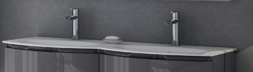 Изображение товара Раковина встраиваемая с двумя чашами Cezares Vague 50156 белая Италия