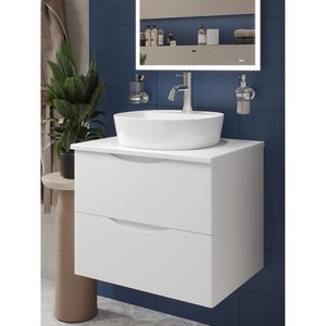 Изображение товара Тумба с раковиной BOND Куб T55605-S01410, 60 см, подвесная, цвет белый матовый