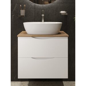 Изображение товара Тумба с раковиной BOND Куб T99605-S56500, 60 см, подвесная, цвет белый матовый/дуб