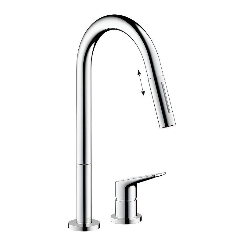 Изображение товара Смеситель для кухонной мойки Axor Citterio M, 34822800, с вытяжным изливом, нержавеющая сталь