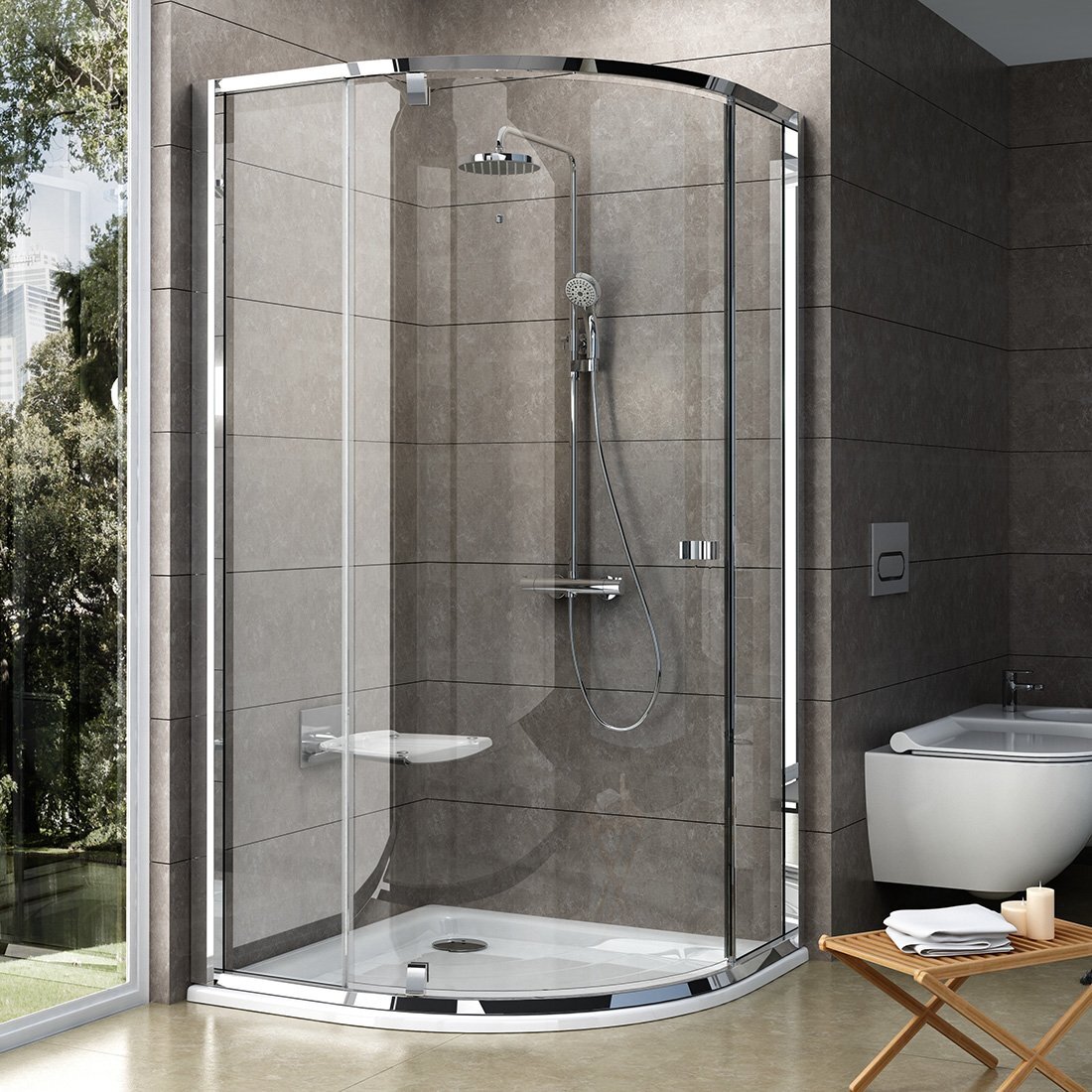 Изображение товара Душевой уголок Ravak Pivot PSKK3-80 80x80 см прозрачный витраж хром