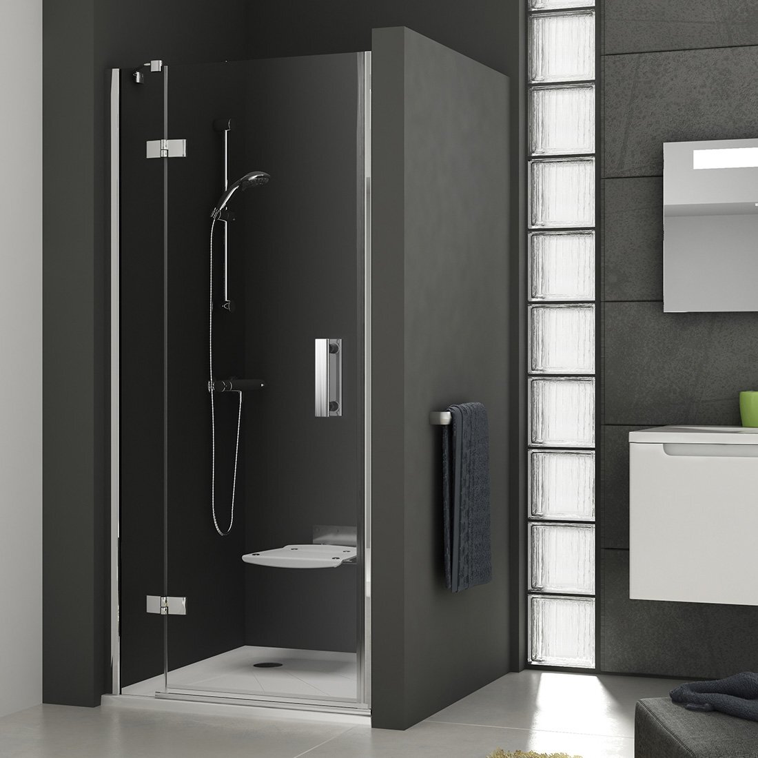 Изображение товара Душевая дверь в нишу Ravak Smartline SMSD2-90 A, хром, 6 мм стекло, левый или правый монтаж
