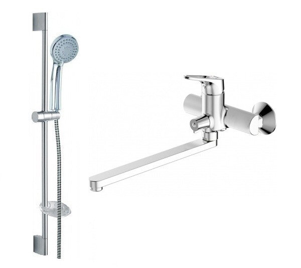 Изображение товара Комплект для ванной комнаты Bravat Eler F00449CP с смесителем и штангой
