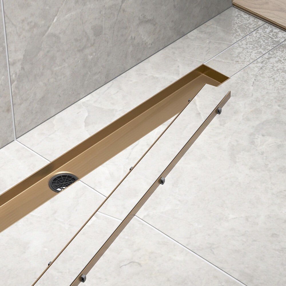 Изображение товара Дренажный канал Timo Drain System DS230210/19, 100 см, с двусторонней панелью под плитку, цвет розовое золото
