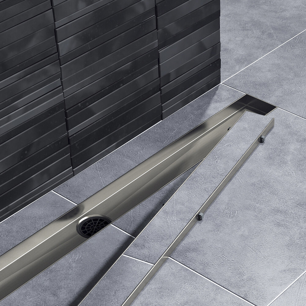 Изображение товара Дренажный канал Timo Drain System DS230210/18, 100 см, с двусторонней панелью под плитку, цвет черное золото