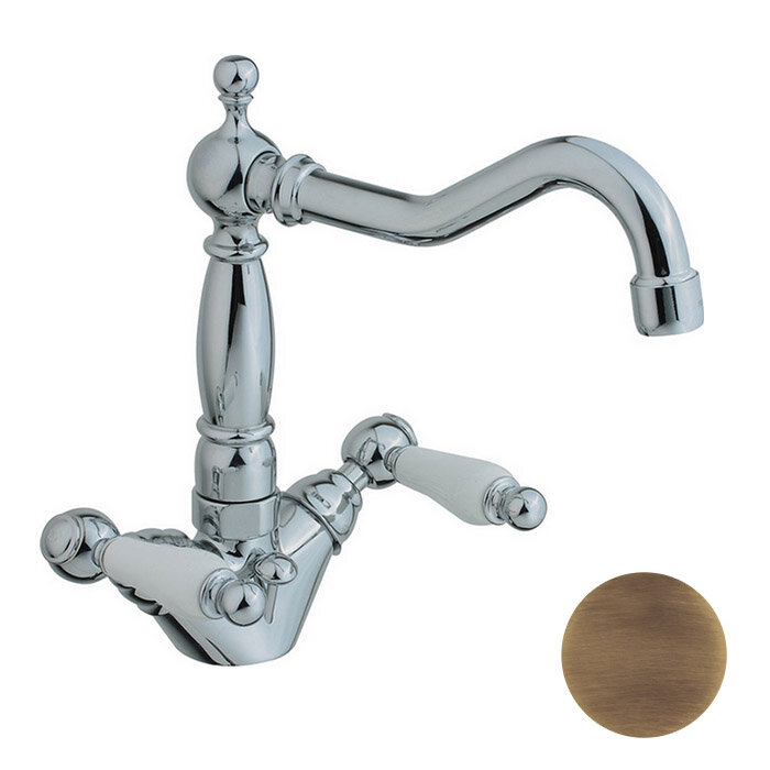 Изображение товара Смеситель Cisal Arcana Toscana TS00052127 двухвентильный для раковины на 1 отверстие с донным клапаном, цвет бронза