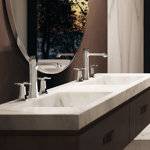 Изображение товара Смеситель Cisal Cherie CX0010606T для раковины на 3 отв. с донным клапаном, цвет хром/черный матовый