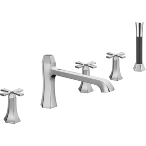 Изображение товара Смеситель Cisal Cherie CX0002606T на борт ванны на 5 отв., излив 210 мм, цвет хром/черный матовый