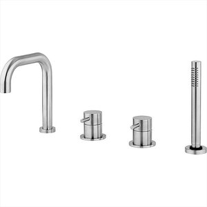 Изображение товара Смеситель Cisal Xion XI001260D1 на борт ванны на 4 отверстия, излив 200 мм, цвет нержавеющая сталь