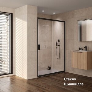 Изображение товара Душевая дверь Kolpa-San Venus N 660070, 110 см, стекло шиншилла, профиль черный