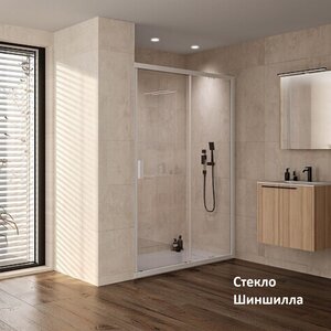 Изображение товара Душевая дверь Kolpa-San Venus N 660660, 110 см, стекло шиншилла, профиль белый