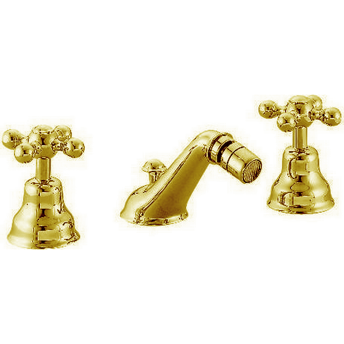 Изображение товара Смеситель Cisal Arcana Ceramic AC00122024 для биде на 3 отверстия с донным клапаном, цвет золото