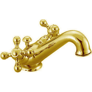 Изображение товара Смеситель Cisal Arcana Ceramic AC00051024 двухвентильный для раковины на 1 отверстие с донным клапаном, цвет золото