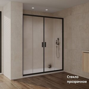Изображение товара Душевая дверь Kolpa-San Venus N 660300, 140 см, стекло прозрачное, профиль черный
