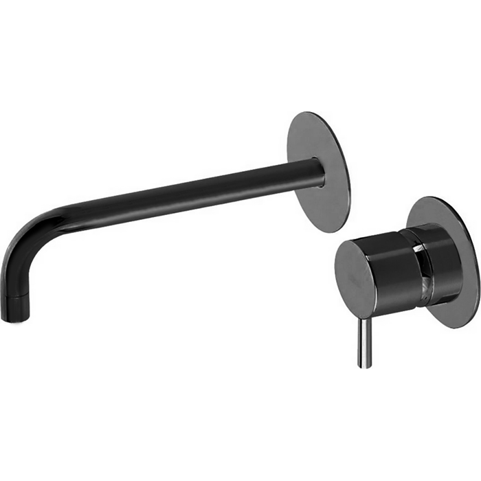 Изображение товара Смеситель Cisal Less New для раковины на 2 отверстия из стены, излив 258-225 мм, цвет черный матовый (LN00551740)