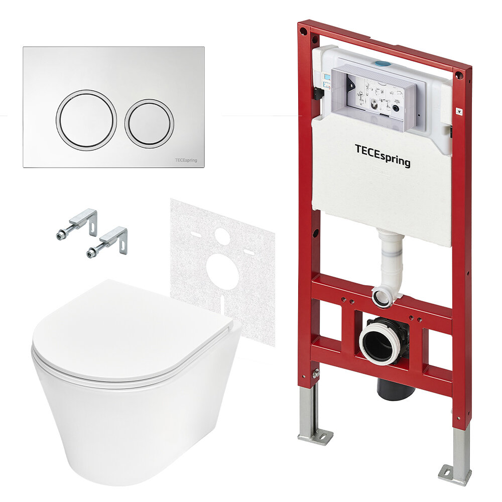 Изображение товара Безободковая инсталляция TECEspring base K401101WCK с функцией торнадо Изображение товара Безободковая инсталляция TECEspring base K401101WCK с функцией торнадо
