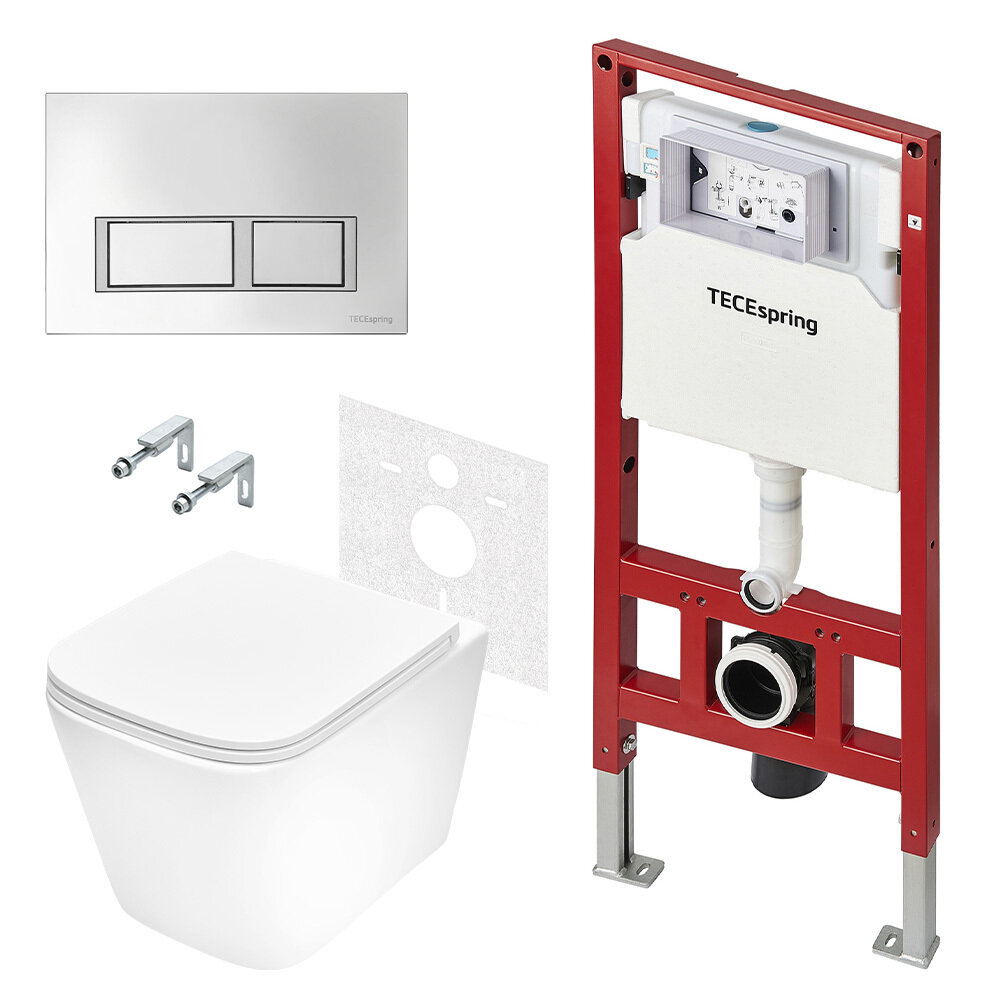 Изображение товара Инсталляция TECEspring base K401201WCS, унитаз модель S, безободковый, смыв торнадо, сиденье микролифт, клавиша V хром глянцевый/хром матовый Изображение товара Инсталляция TECEspring base K401201WCS, унитаз модель S, безободковый, смыв торнадо, сиденье микролифт, клавиша V хром глянцевый/хром матовый