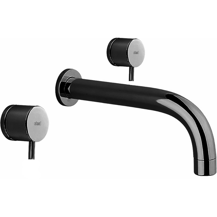 Изображение товара Смеситель Cisal Less New LN01351140 для раковины на 3 отверстия из стены,излив 250 мм, цвет черный матовый