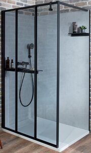 Изображение товара Душевое ограждение отдельностоящее Jacob Delafon Nouvelle Vague, 614 мм, профиль черный, стекло прозрачное