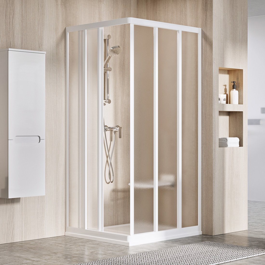 Изображение товара Душевой уголок Ravak Supernova ASRV3 + ASRV3, 80 x 80 см, профиль белый, витраж грейп, 15V401R2ZG/15V401R2ZG