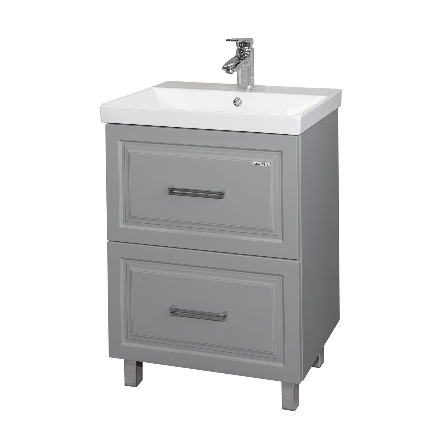 Изображение товара Тумба с раковиной Comforty Бросно 00-00021588CF, 60 см, напольная, цвет альпийский иней Изображение товара Тумба с раковиной Comforty Бросно 00-00021588CF, 60 см, напольная, цвет альпийский иней
