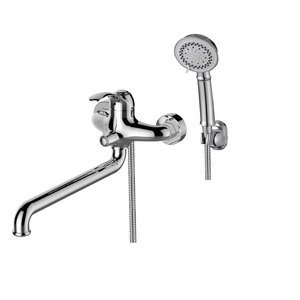 Изображение товара Смеситель для ванны и душа Bravat F6805936CP-LB-SW, с длинным изливом, с душевым гарнитуром, цвет хром