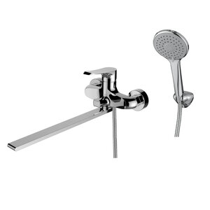 Изображение товара Смеситель для ванны и душа Bravat F6806937CP-LB-SW, с длинным изливом, с душевым гарнитуром, цвет хром