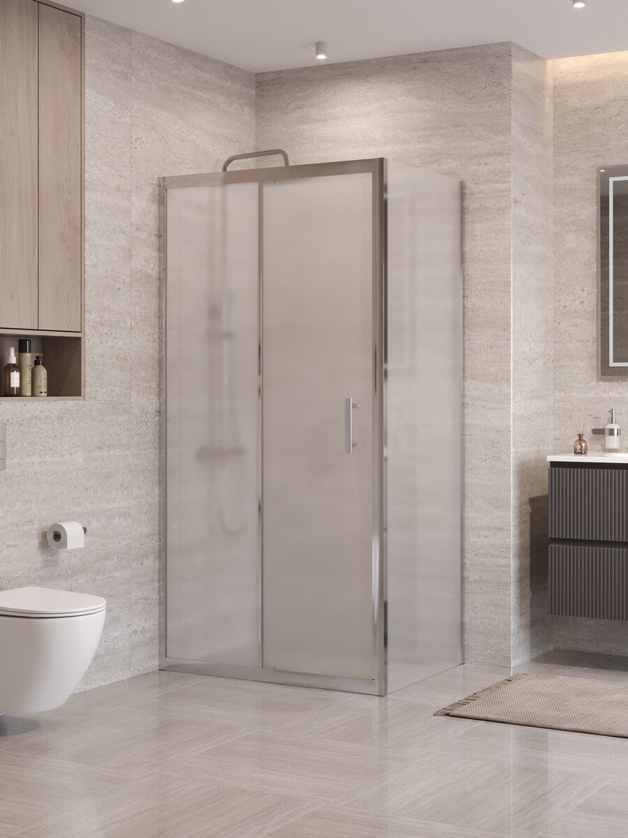 Изображение товара Душевой уголок BelBagno Uno с рифлёным стеклом и хромированным профилем 110x90 см