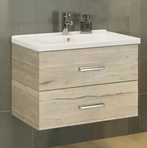 Изображение товара Тумба с раковиной Comforty Парма 80 см дуб дымчатый подвесная Россия