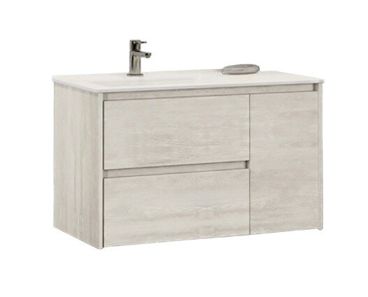 Изображение товара Тумба с раковиной Comforty Бремен 90 см дуб белый подвесная