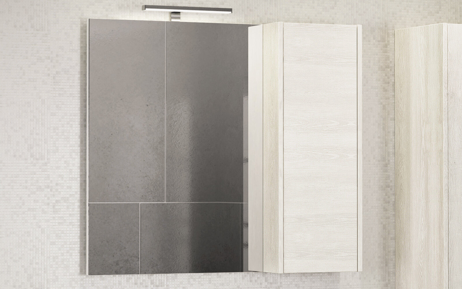 Изображение товара Зеркальный шкаф Comforty Бремен 90 см дуб белый подвесной без подсветки