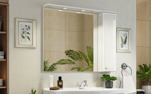 Изображение товара Зеркальный шкаф Comforty Сочи, 100 см, белый глянец, правый, с подсветкой, 00003132226 (00003132226CF)