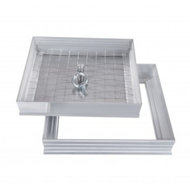 Изображение товара Сантехнический напольный люк Левша 40x40 см под плитку съемный алюминий серый Изображение товара Сантехнический напольный люк Левша 40x40 см под плитку съемный алюминий серый