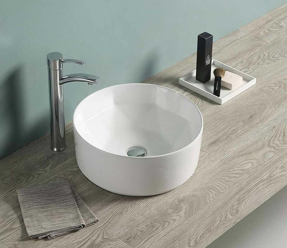 Изображение товара Раковина CeramaLux N 9425 накладная круглая 40,5 см белая для ванной комнаты