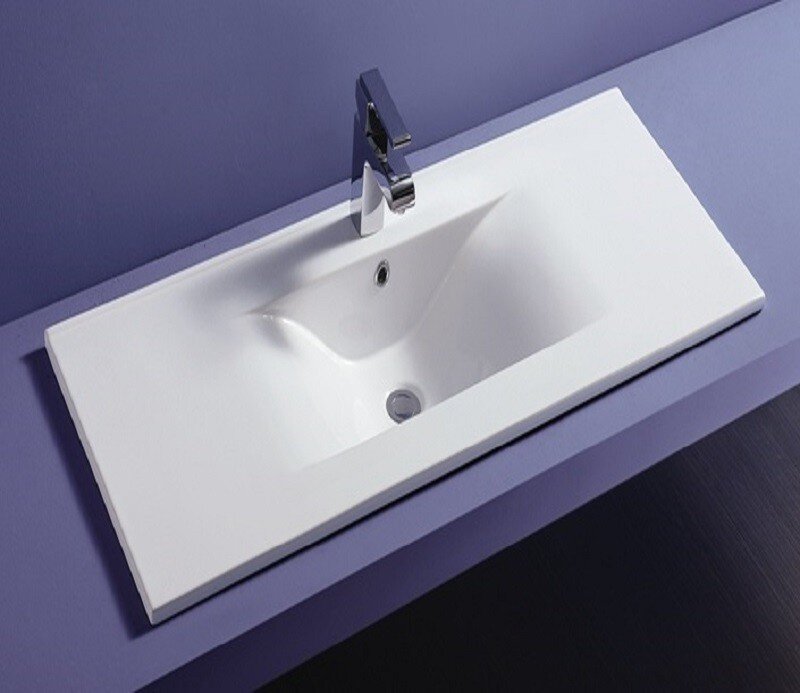 Изображение товара Раковина CeramaLux N JY-807-120 белая прямоугольная для ванной
