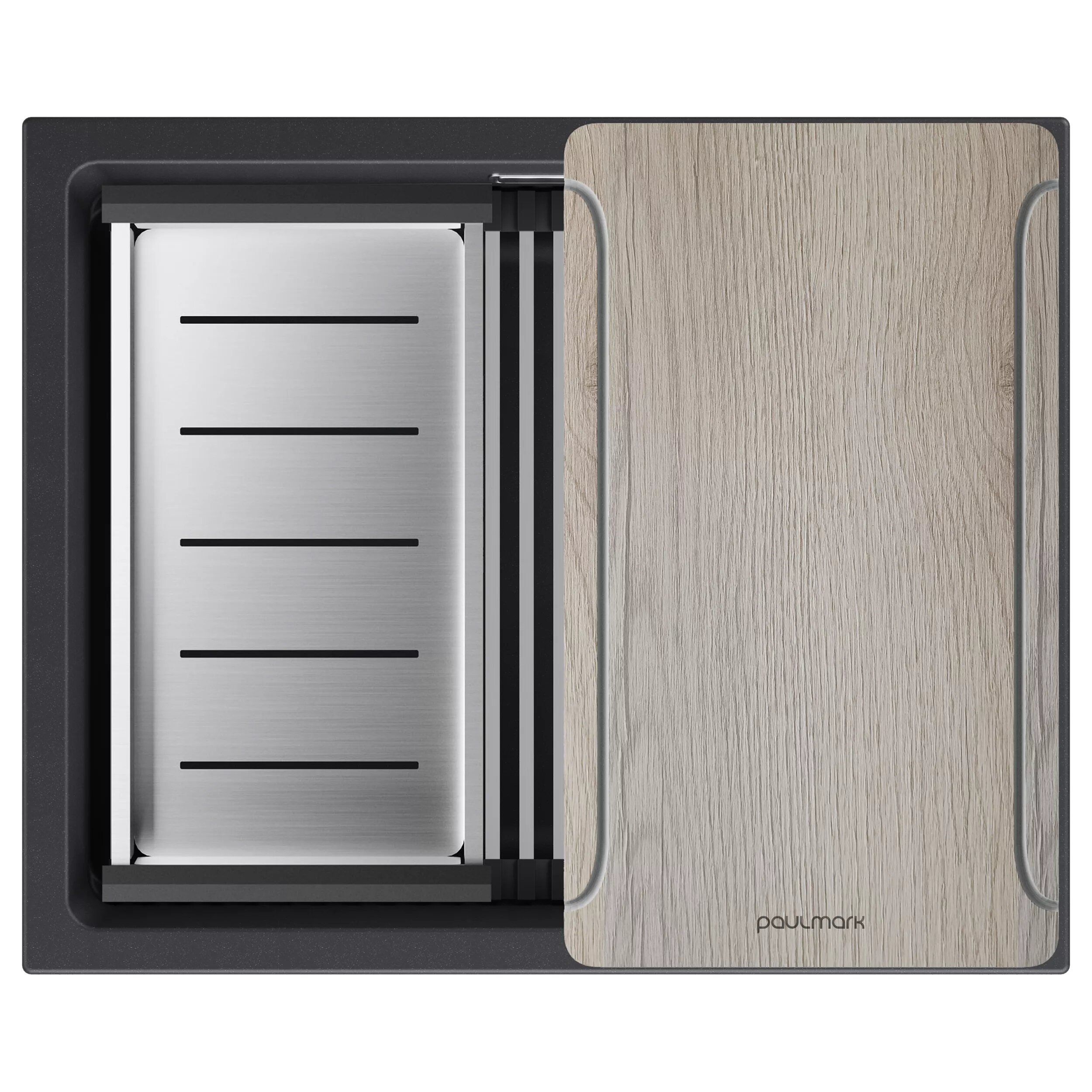 Изображение товара Мойка кухонная Paulmark LUMI-MULTI SINK 55 UNI, искусственный камень, черный